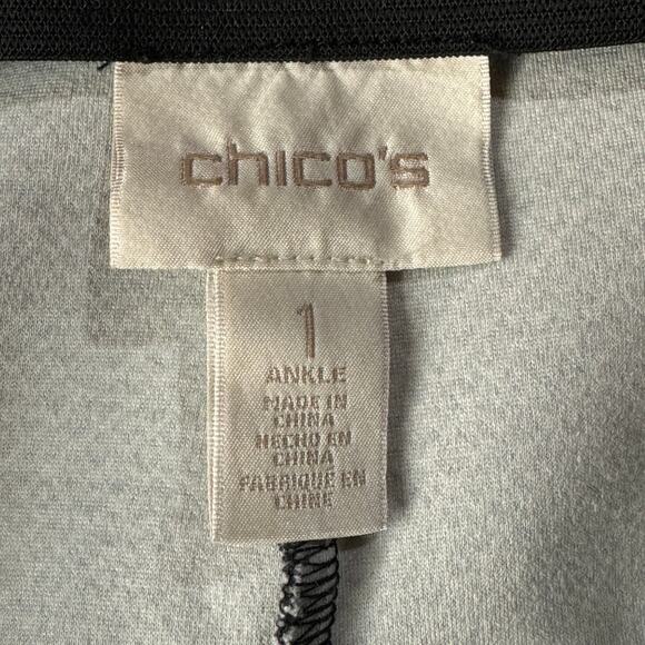 Chico’s SZ 1 (8/Medium) Ankle Pants Geometric Stretch Elastic Waist Mid-Rise - Picture 4 of 6